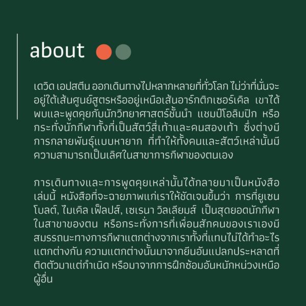 9786168266007-03.jpg ยอดมนุษย์นักกีฬา : มหัศจรรย์พันธุกรรมหรือสัจธรรมการซ้อม / The Sports Gene / David Epstein / ธัญญารัตน์ ดอกสน แปล / Salt Publishing