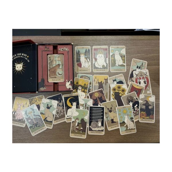 9786168335451-03.jpg (กล่อง Boxset และไพ่ทาโรต์ 78 ใบ) ไพ่ทาโรต์ เหมียวครองโลก / แคเทอรีน เดวิดสัน (เขียน) / ทิอาโก คอร์เรอา (ภาพ) / วารา