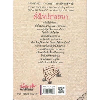 9789741404988-05.jpg ดั่งใจปรารถนา (ปกอ่อน)เล่มเล็ก / ผู้เขียน : ซูซานนา ตามาโร / ผู้แปล : สรรควัฒน์ ประดิษฐพงษ์ / สำนักพิมพ์ผีเสื้อ
