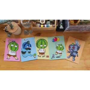 Postcard Set 5 ลาย ปกหนังสือหัวแตงโม / องอาจ ชัยชาญชีพ / PTK Studio