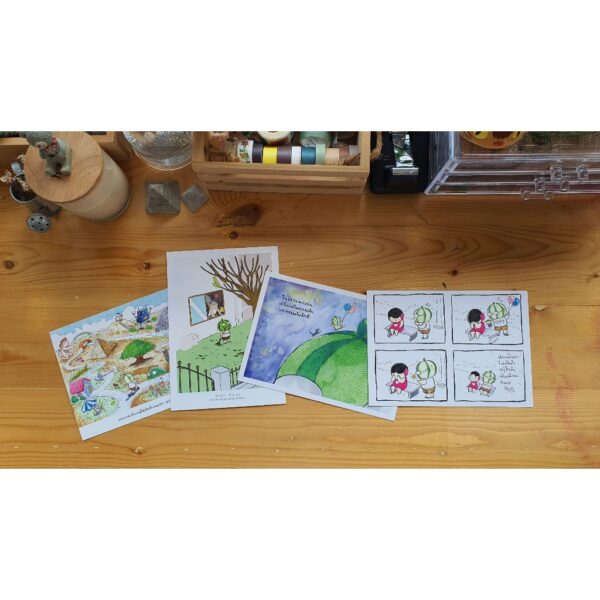 Postcard Set 4 ลาย Story หัวแตงโม / องอาจ ชัยชาญชีพ / PTK Studio